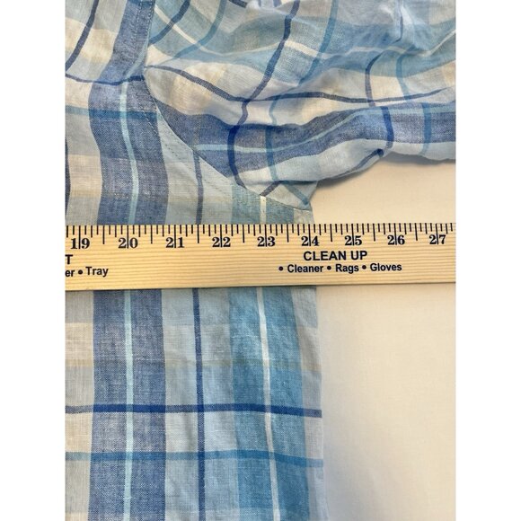 Cherokee Women’s 100% Linen‎ Button Up Blouse Blue Striped Women’s Sz 16W - Picture 5 of 6